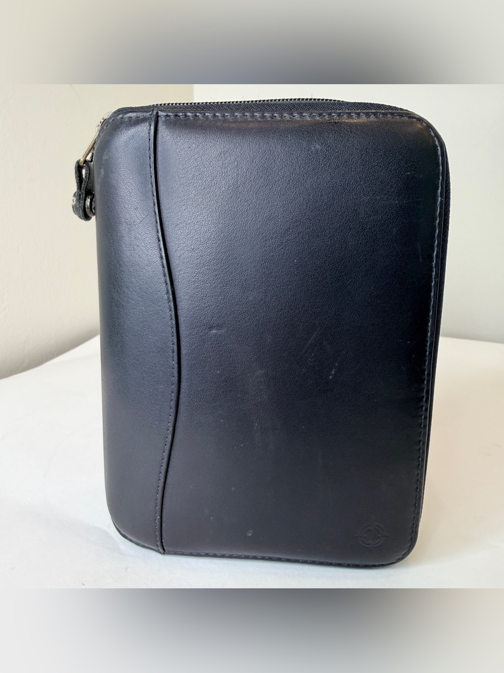 Vintage 1996 Franklin Covey SpaceSaver Black Leather Planner Zip Binder Tabs Y2K